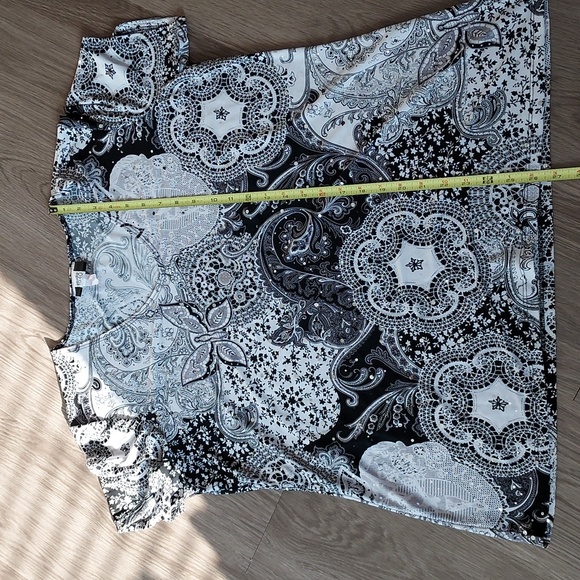 Studio 1940 18/20 short sleeve top/blouse black white with sparkle grey beads - Picture 9 of 9